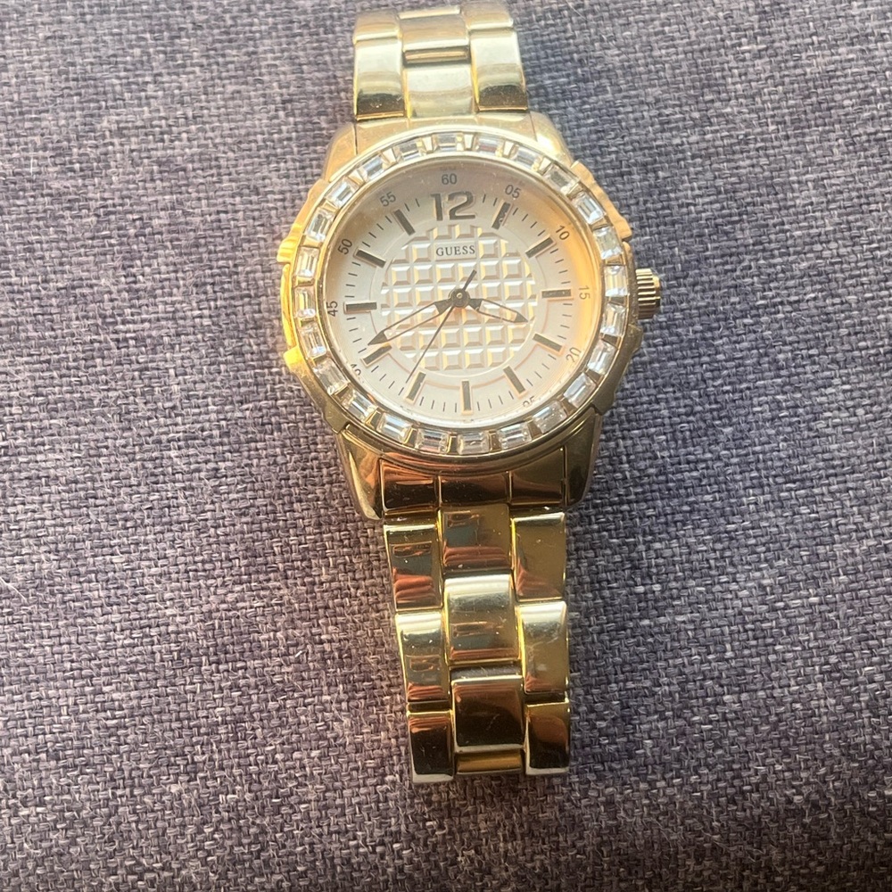 2 for $50 Guess Gold Crystal Embellished Dress Watch